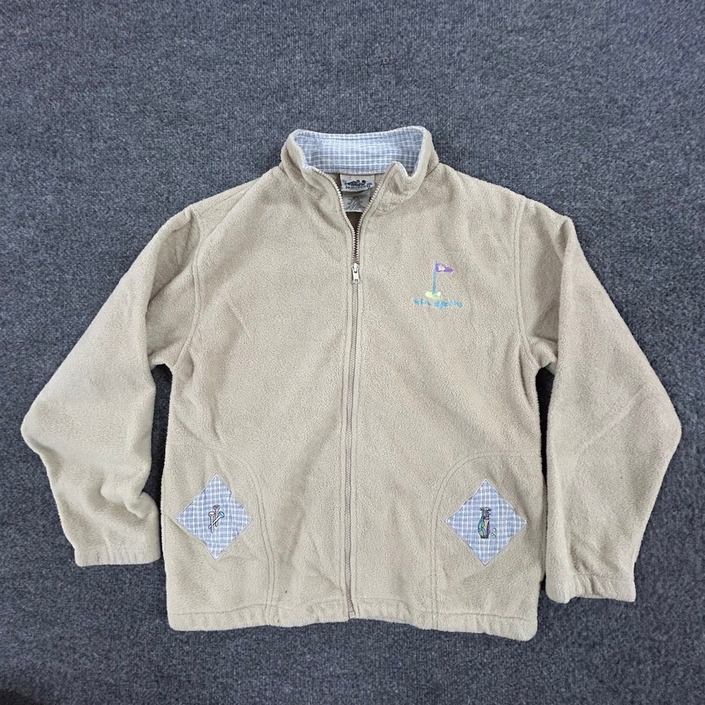 Northern Reflections Jacket Womens Small Tan Fleece Golf Embroidery FullZip Soft